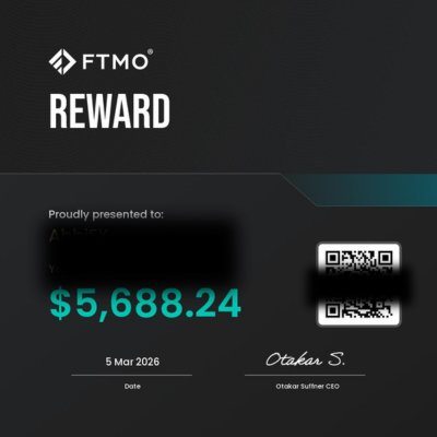 FTMO payout certificate